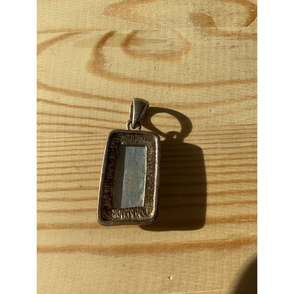 Rectangular Silver & Black Zebra Stripe Pendant - Picture 2 of 4